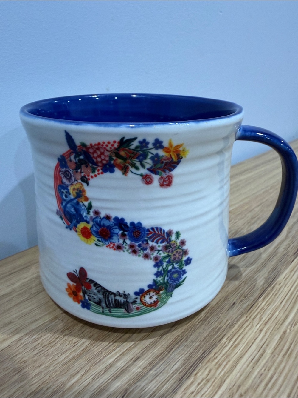 Anthropologie bouquet monogram S Nathalie Lete mug